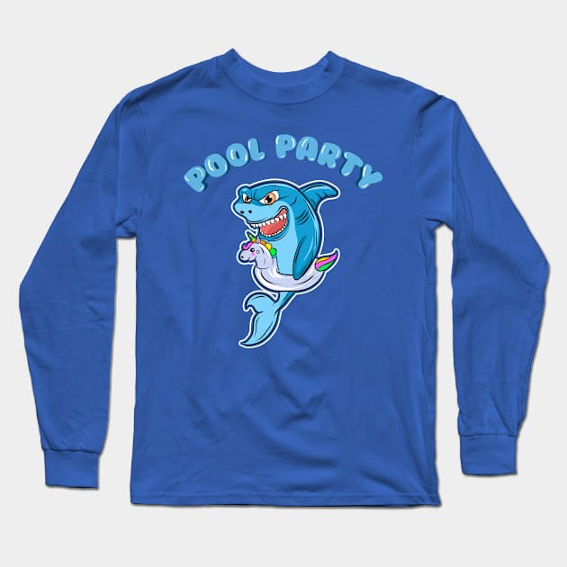 Summer Shark Pool Party Fun Long Sleeve T-Shirt by E